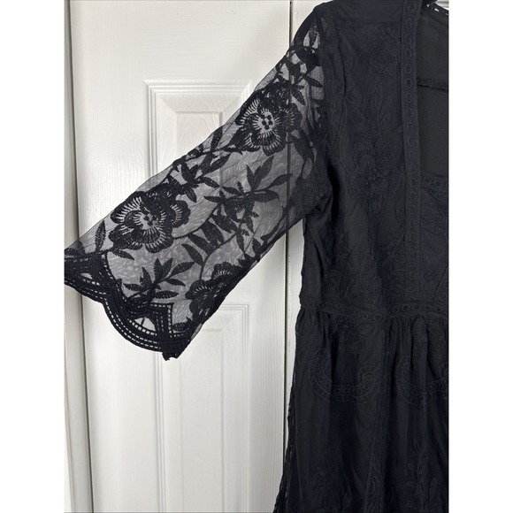 Reba Dress Size L Large Black Lace High Low Maxi Western Goth NEW WITH TAGS - Picture 2 of 16